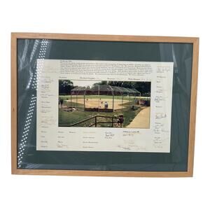 Framed Signed Baseball Field Photograph with Multiple Autographs Washington DC